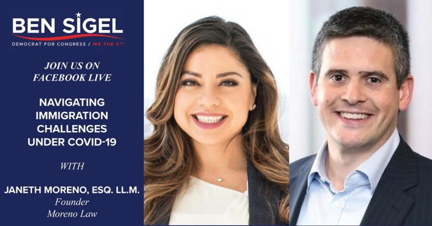 La Abogada Moreno se Unió al Candidato del Congreso Para Una Conversación Sobre Inmigración Durante Covid-19